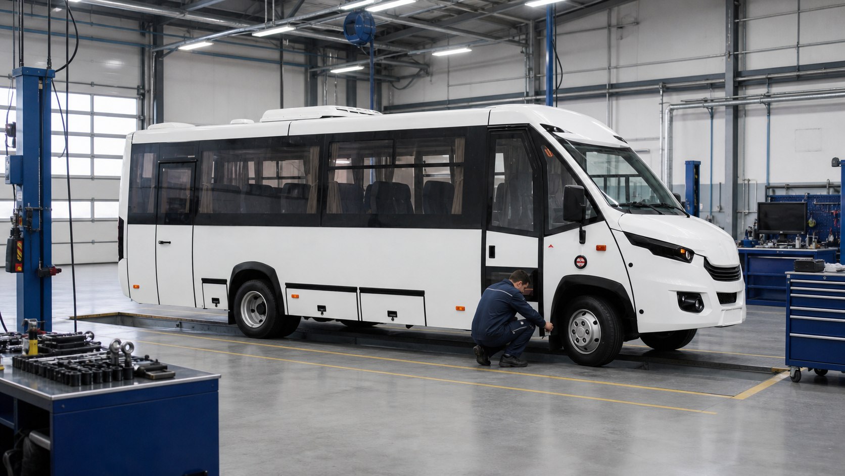 Автобус НЕМАН на сервисной площадке официального дилера